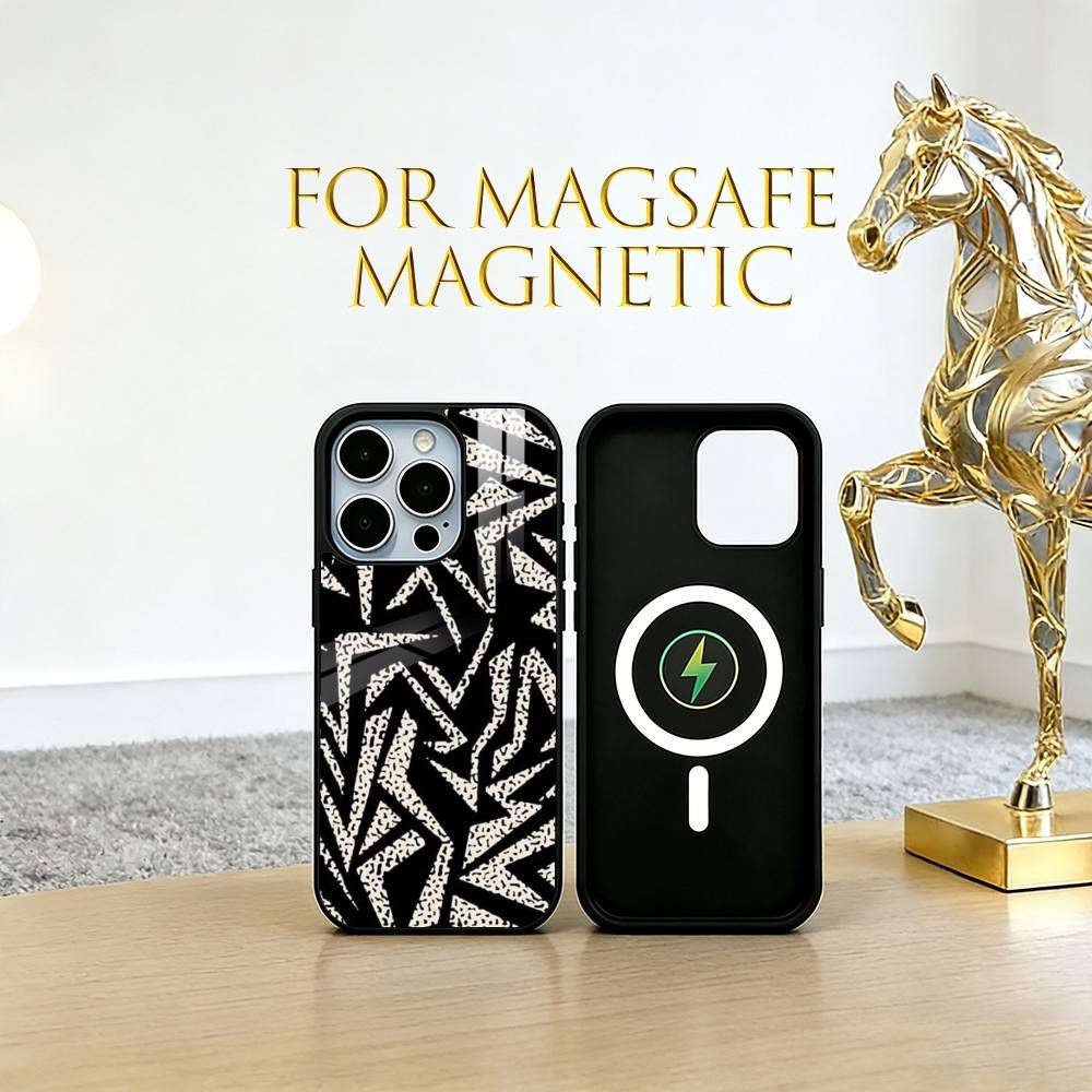 Geometric Pattern Phone Case For iPhone17,16,15,14,13,12,11 Plus,Pro Magnetic For Magsafe Wireless Charging