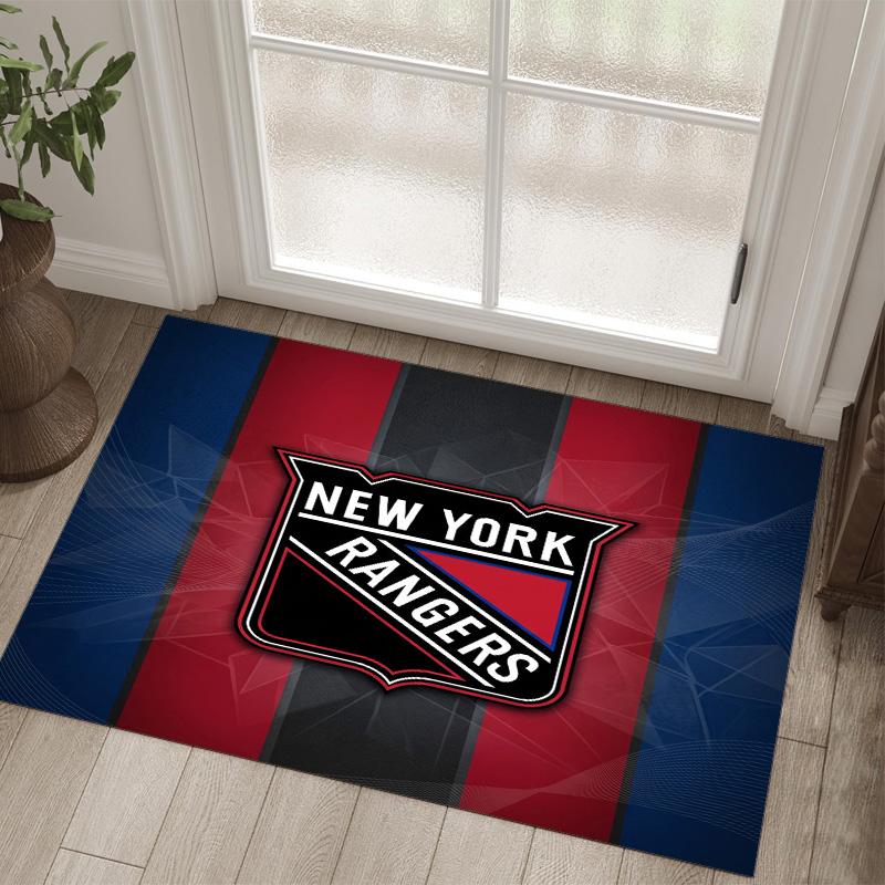 New York Rangers Design Crystal Velvet Carpet Cozy Non?Slip Printed Rug For Bedroom Living Room Entrance