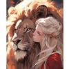 Frame Painting By Numbers For Adults Diy Kits Handpainted On Canvas Lion And Girl Picture Drawing Coloring By Number For Home Decors 40x50cm