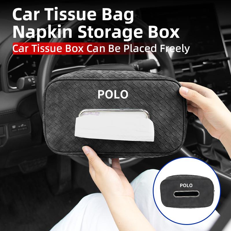 CAT1 Car In-vehicle Larger size Leather Checkered Tissue Storage Box For VW Polo Tiguan T5 Passat b6 Jetta Scirocco Touareg Touran