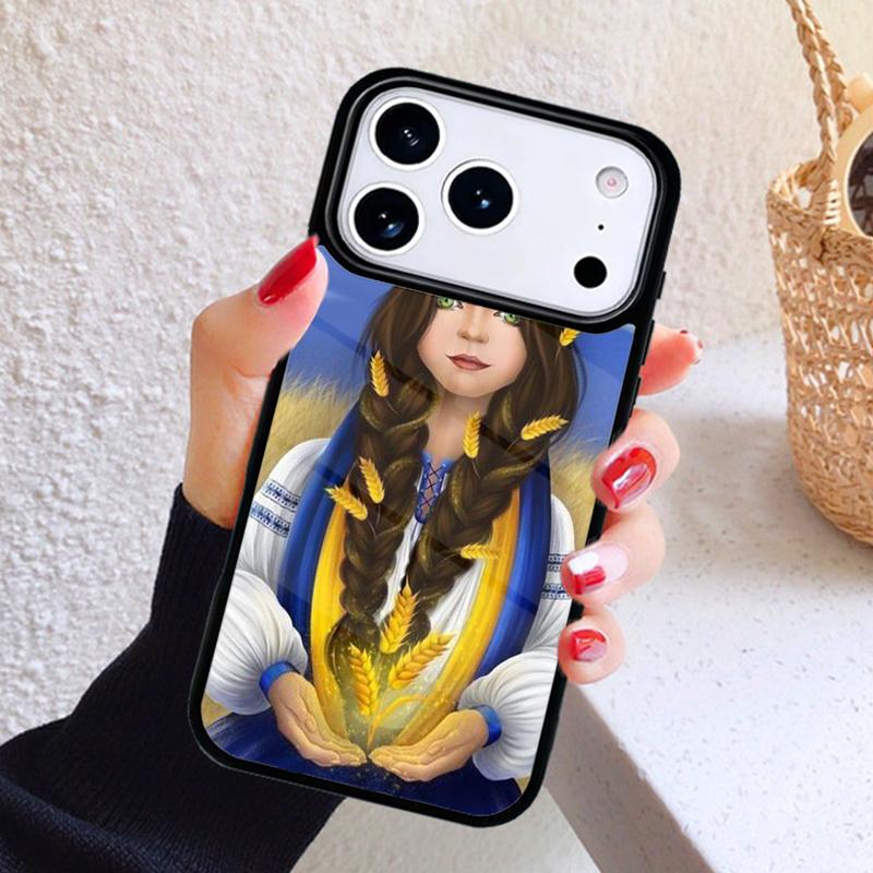 Чехол для телефона с рисунком девушки и флагом Украины Для iPhone 17 Air 16 15 14 13 12 11 Pro Max Plus