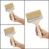 Lot de 6 pinceaux plats peinture (2x10,16 / 2x12,7 / 2x15,24 cm) - Manche bois, poils synthétiques