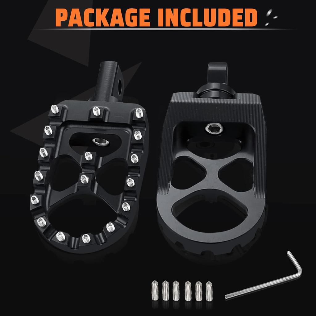 StarknightMT CNC Wide Fat Footpegs 360° Roating MX Foot Pegs Chopper Bobber Style Compatible With Dyna Fatboy Sportster Iron 883 (Black)