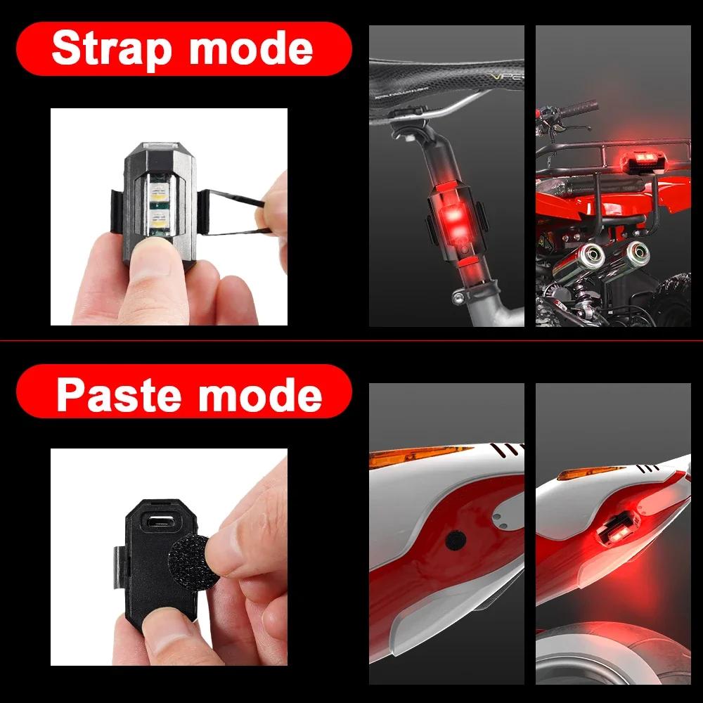 7 Colors Universal LED Motorcycle Warning Lights Mini USB Drone Strobe Light Bike Aircraft Night Flashing Turn Signal Indicator