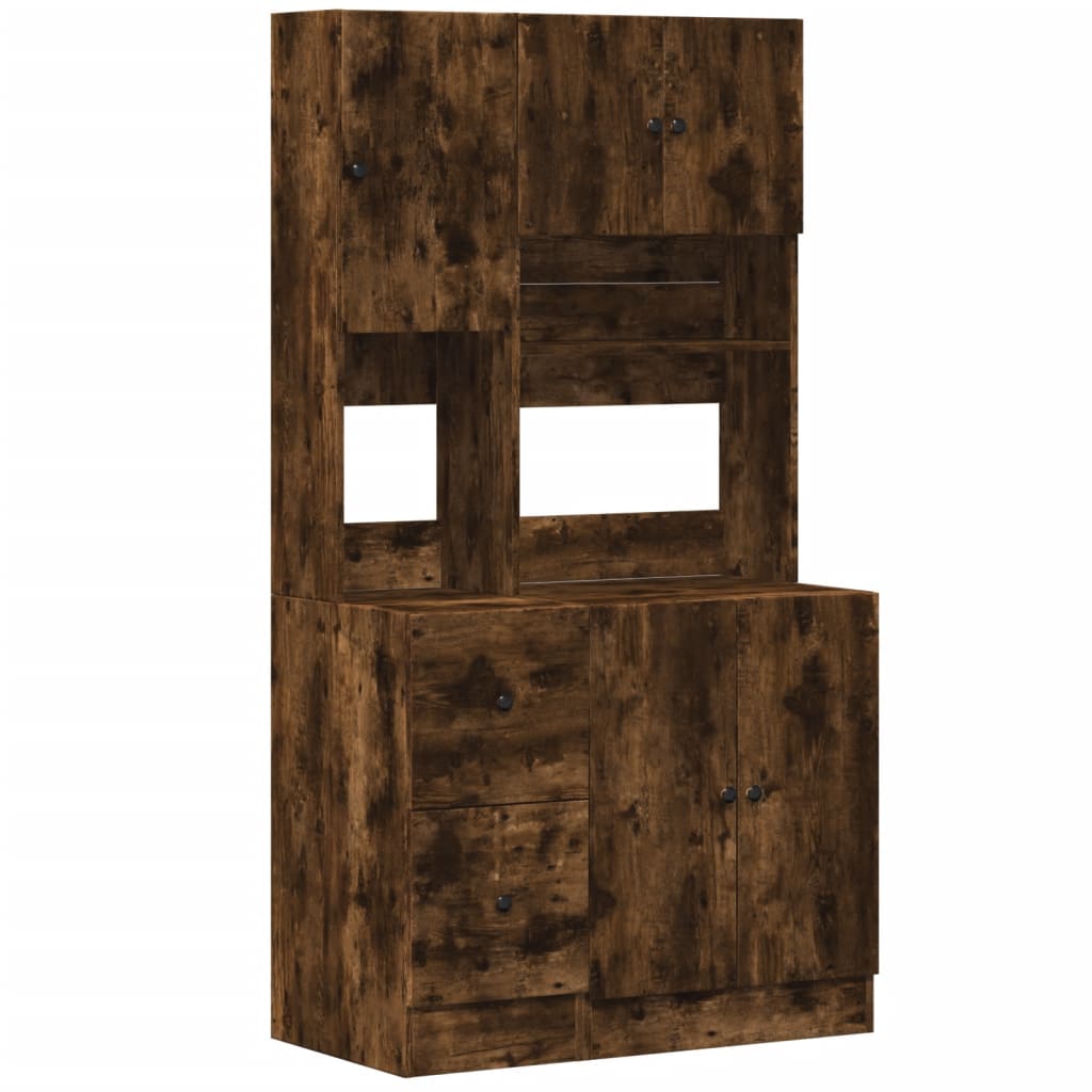 Kitchen Cabinet Smoked Oak Finish 95 x 50 x 180 cm Engineered Wood