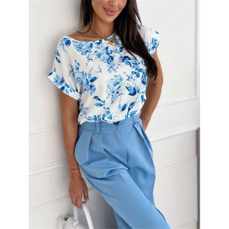 Summer Women Blouse Casual Fashion Ladies Print Tops Print Tops