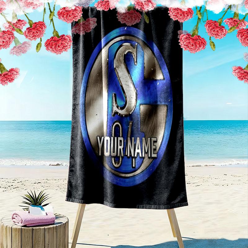 FC Schalke 04 Custom Name Print Beach Towel, Large Soft Quick Dry Towel for Beach Camping Swimming