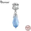 BAMOER 925 Sterling Silver Blue Zircon Snowflake Ice Crystal Pendant for Women Fine Jewelry