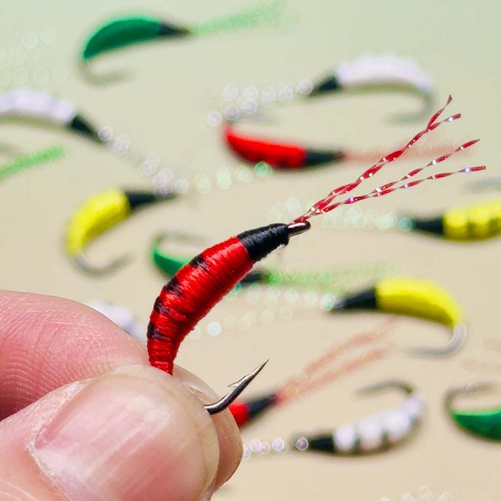 24Pcs-Set Fly Fishing Flies Nymph Lures Dry Flies Pupal Worms Multicolor Bait-Size #6 For Trout/Perch/Carp