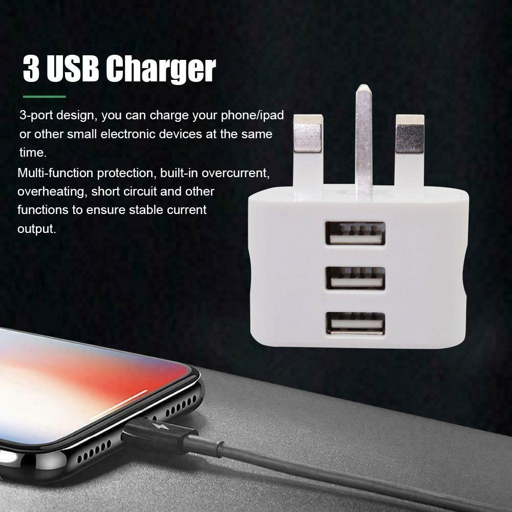 Сетевая вилка 5v2.1a, британская вилка, зарядное устройство USB, 3-контактный адаптер, адаптеры питания, настенное зарядное устройство
