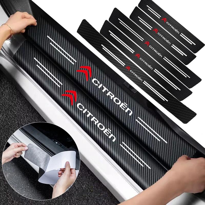 1/4/5Pcs Car Door Sill Scuff Plate Decor Carbon Fiber Stickers For Citroen VTS DS3 DS4 DS5 RD3 Cross Berlingo Jumper Cactus Saxo