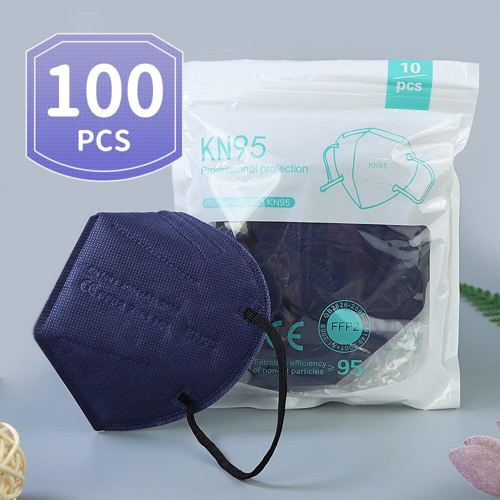 20-200PCS 5 Layers FFP2 MASK Adult Black KN95 Fabric Mascarillas Approved Mouth Face FPP2 Mask KN95 Filter Respirator FFP2MASK