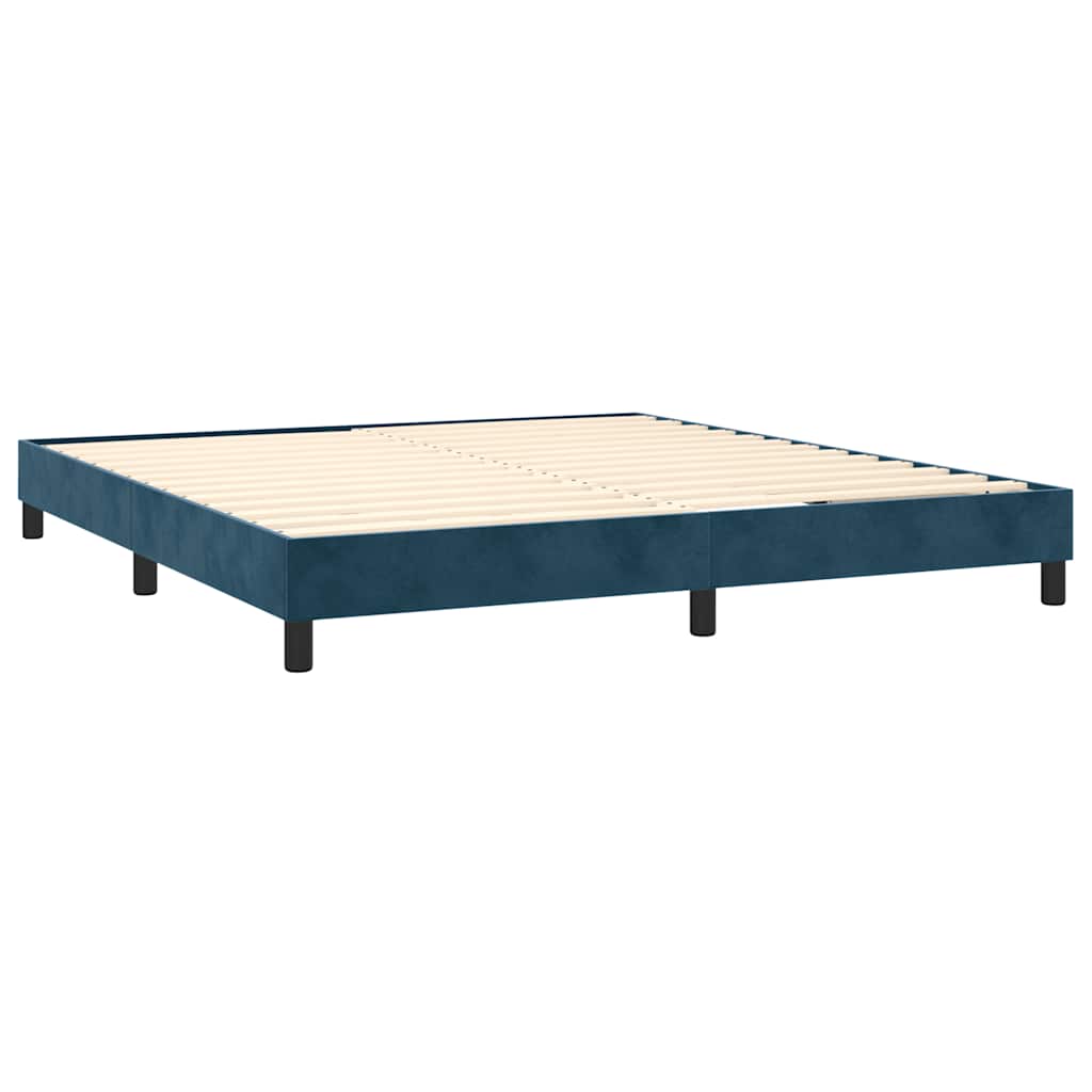 Box Spring Bed with Mattress Dark Blue 180 x 200 cm Velvet
