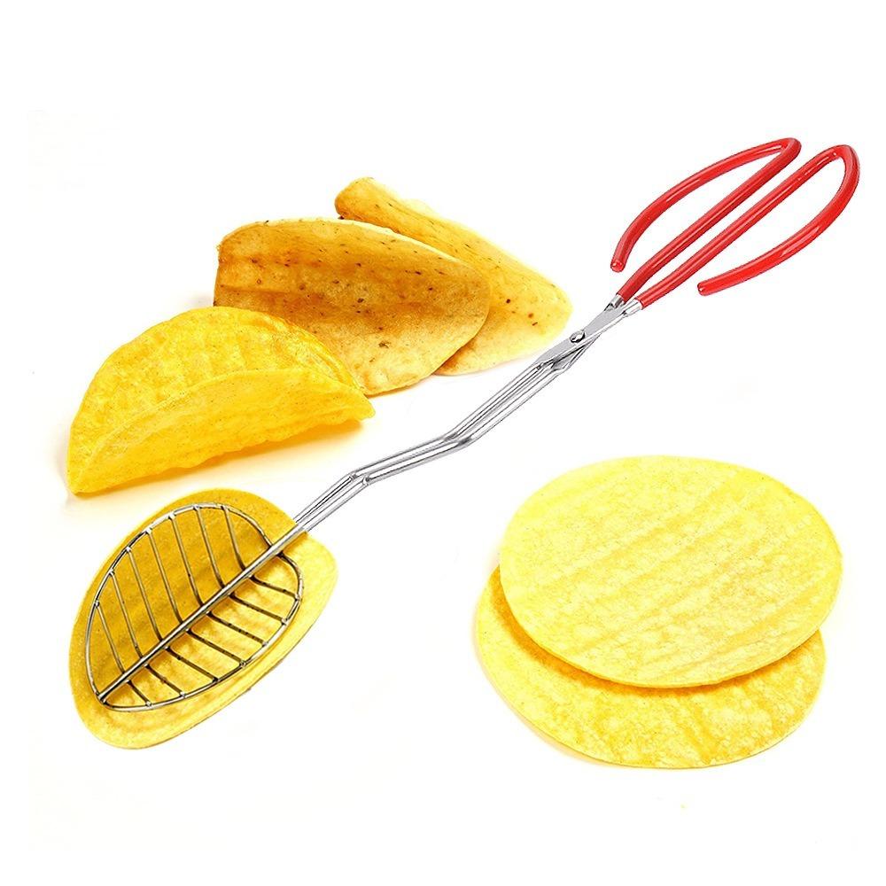 Portable U-Shaped Taco Shell Tong Stainless Steel Multi-purpose Pizza Roll Rack Press Shell Maker Tongs Kitchen Utensils