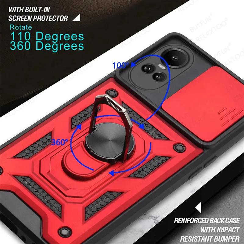 Бронированный чехол для OPPO Reno 10 5G Reno10 Pro Reno 8T 7 6 5 4 Lite, защитный чехол для объектива с кольцом, магнитный держатель, чехлы