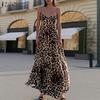 Женские винтажные платья без рукавов с леопардовым принтом и подтяжками