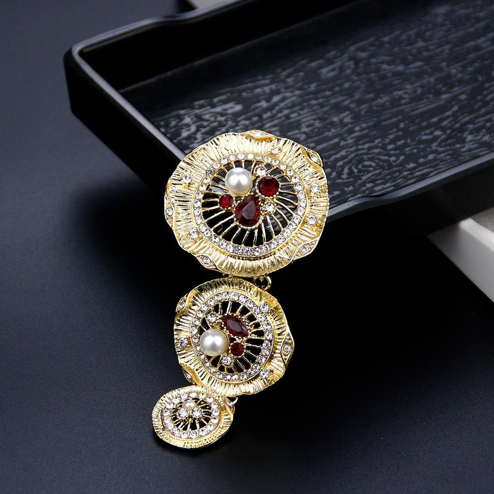 Gold Color Pearl Brooch Ladies Brooch Hijab Brooch Long Flower Wedding Jewelry Gift