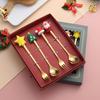 Yousheng Stainless Steel Christmas Spoon Set Tree Santa Star Theme Coffee Stirring Spoons Festive Kitchen Utensils with Gift Box