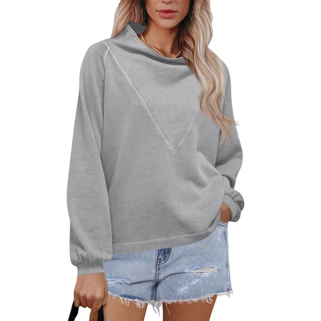 Женский модный пуловер с длинными рукавами и однотонный свитшот