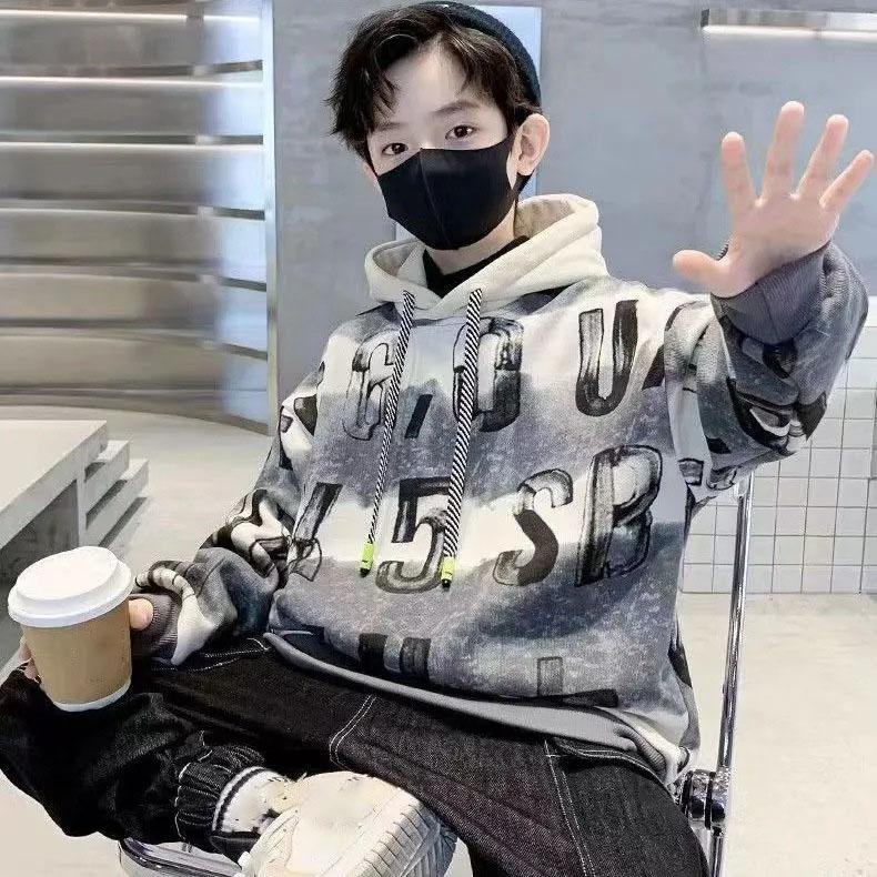 Осенняя повседневная модная толстовка с капюшоном для мальчиков