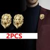 2PCS Lion Head Brooch Vintage Domineering Men Three-dimensional Shirt Lapel Suit Pins Brooches Clothing Accessories Jewelry Party Gifts
