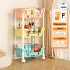 Toy Storage Trolley with Pulley Snack Storage Racks Detachable Simple Trolley Bookshelf Household Large Capacity Movable Trolley