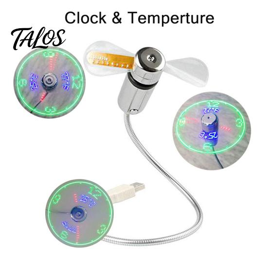 Креативные Мини USB LED Часы с Отображением Температуры в Реальном Времени Летний Охлаждающий Вентилятор