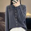 Женский кашемировый кардиган с круглым вырезом Qinghe 95%Шерсть, Зимний вязаный пуловер Осенний свитер Кашемировый свитер
