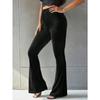 Women's Fashion Casual Solid Color Print High Waist Trousers Pants & Capris