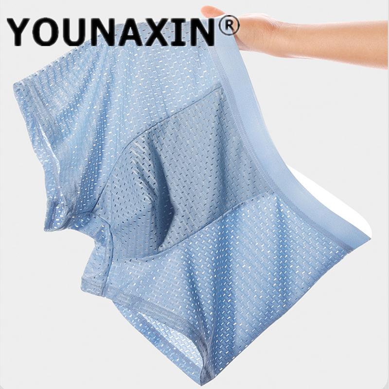 Мужское нижнее белье из дышащей сетки Ice Silk из дышащего графена с антибактериальной сеткой, шорты-боксеры большого размера для молодежи L XL 2XL 3XL 4XL 5XL