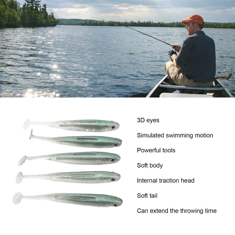 5PCS 3.94 Inches Swim Shad Baits PVC Artificial Fish Lures Paddle Tail Swimbaits for Anglers