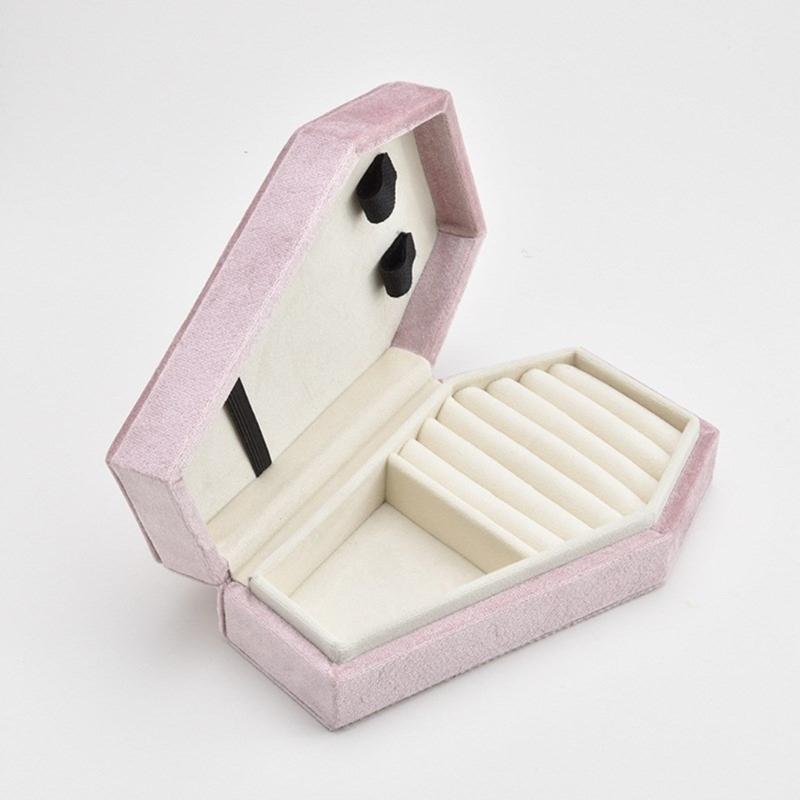 Coffin Shape Jewelry Display Box Portable Jewelry Organizer Box Necklace Earring Display Case Rings Holder Trinket Box