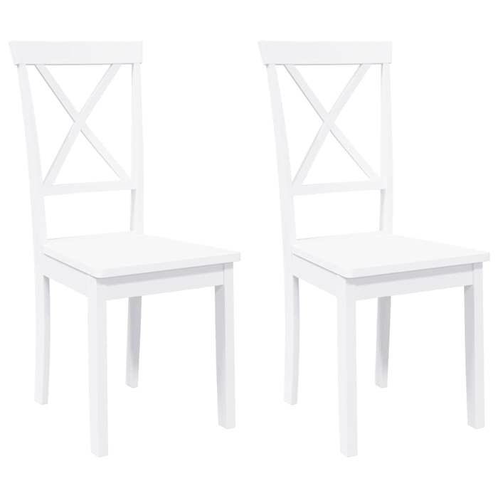 VidaXL Dining Chairs 2 Pcs White Solid Rubber Wood, Dining Chair, Chair, Living Room Chair, Dining Chairs, Chair 4102407