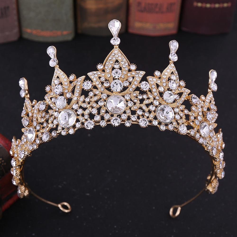 New Baroque Ancient Green Retro High-end Bridal Crown Bridal Boutique Headwear Crystal Wedding Headwear