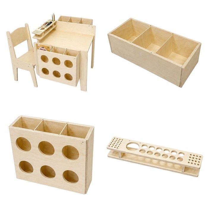 GINGER HOME Bureau Enfant Réglable en Hauteur avec Chaise et Organiseur, Table Montessori en Bois Naturel, 77x50x52 cm