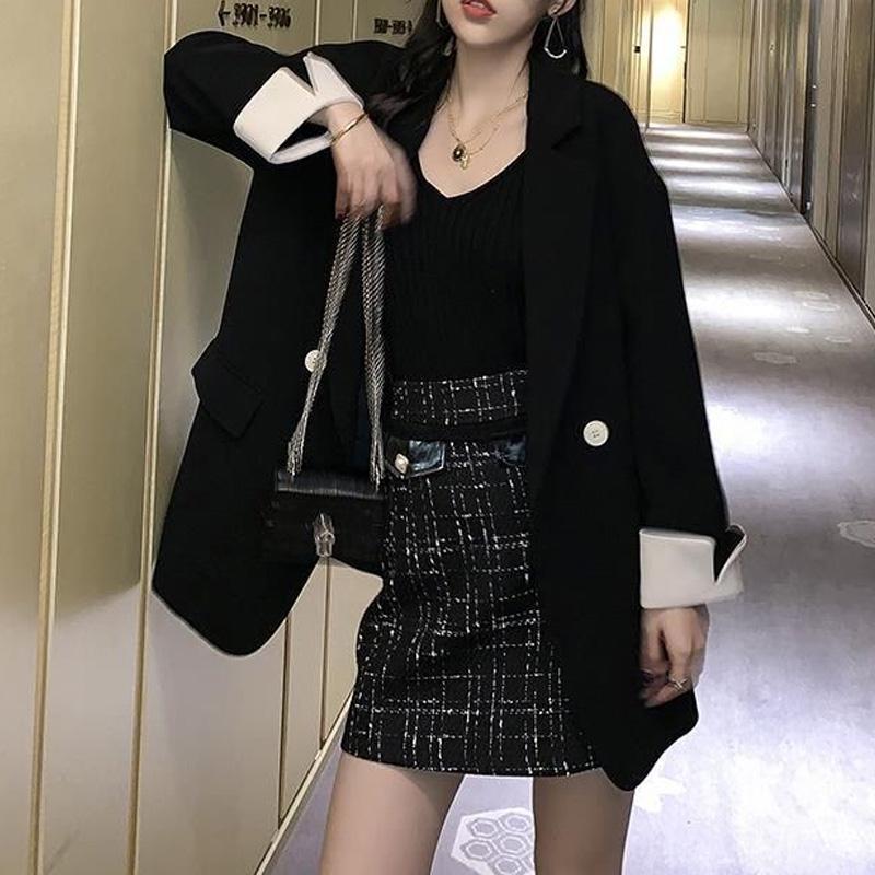 2023 New Spring and Autumn Korean Edition High End Simple Commuting Suit Collar Double Breasted Loose Oversize Women's Suit