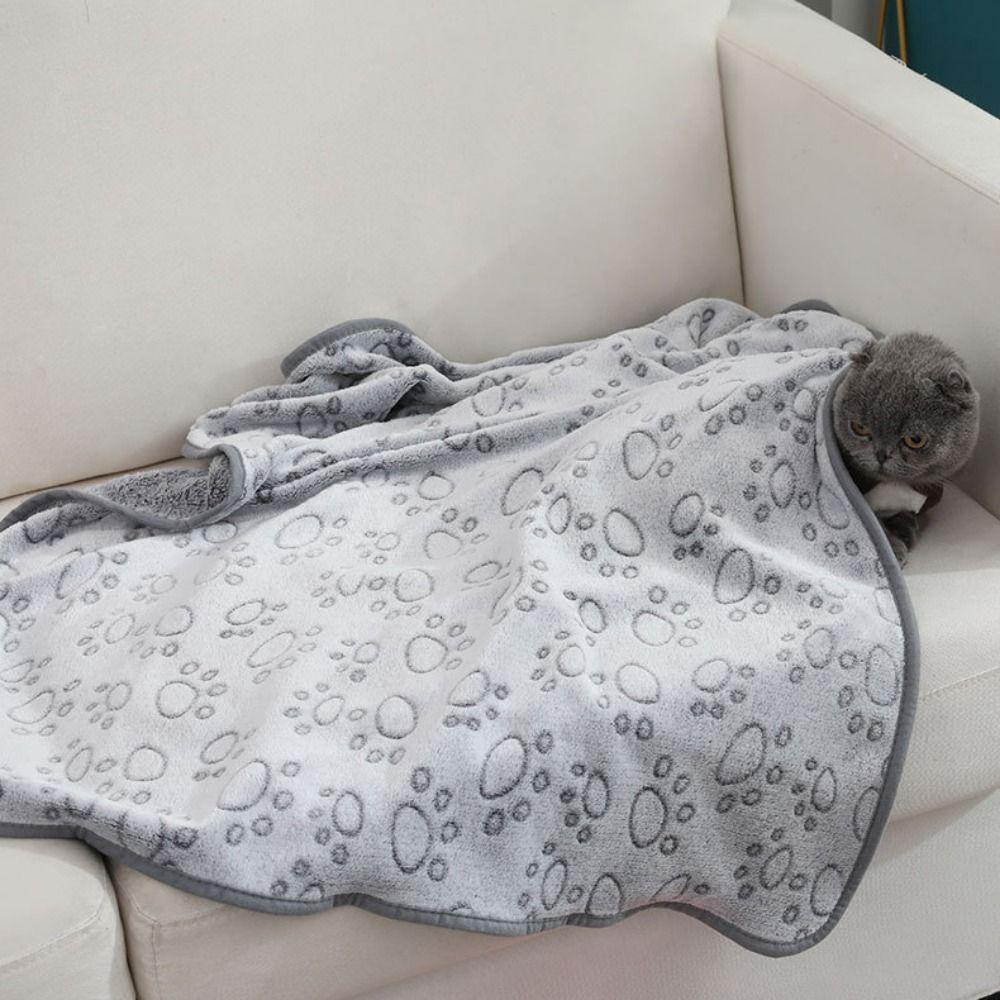 Теплый чехол для коврика для питомца с рисунком из мультфильма, флисовое одеяло для кошек и собак, зимнее одеяло для щенков и котят