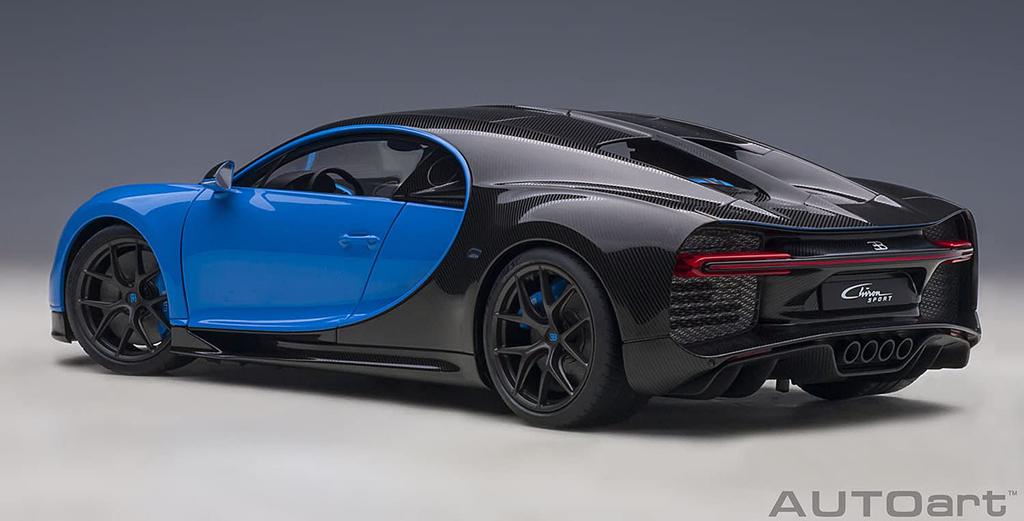 AUTOart Bugatti Chiron Sport 2019 French Black Finished Product 70997 1/18 Blue/Carbon
