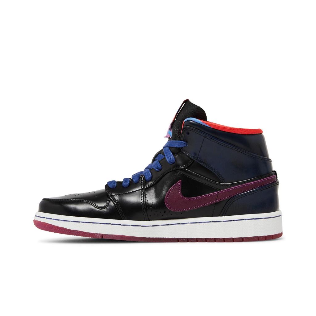Air Jordan 1 Mid Nouveau YOTH 'Deep Royal' (Unisex) Dp Royal Blue / Rd Vlt-Blk-Wht Vintage Basketball Shoes 652484 405