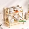 1Pc Cup Holder Work Storage Rack Bedroom Display Rack Kitchen Vine Weaving 2-layer Storage Rack