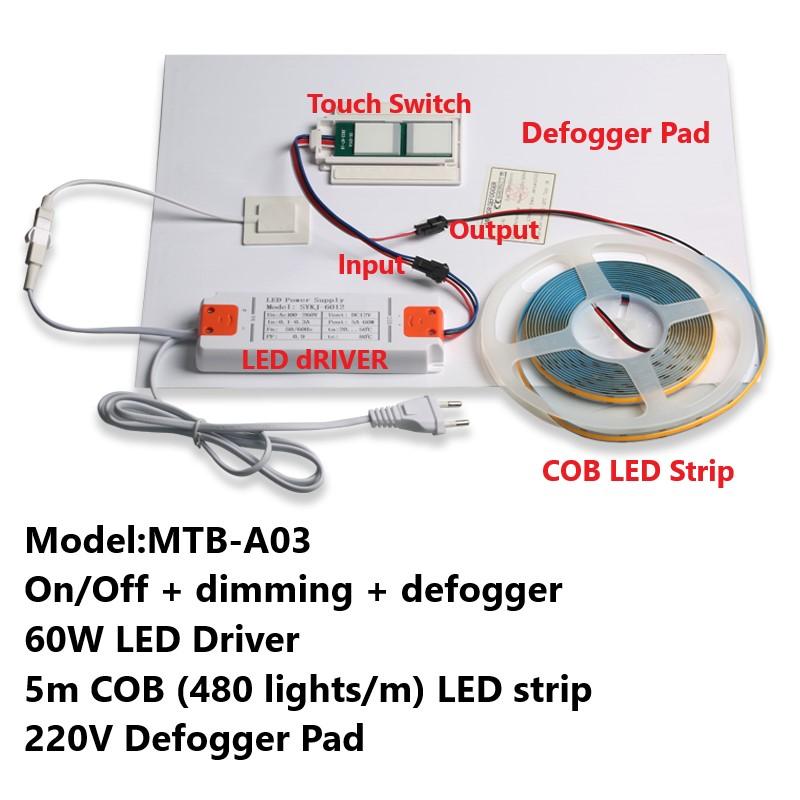 DC 12V 5A 60W Светодиодный сенсорный диммер Выключатель света Сенсорный датчик Для зеркала С изменяемой яркостью Противотуманный