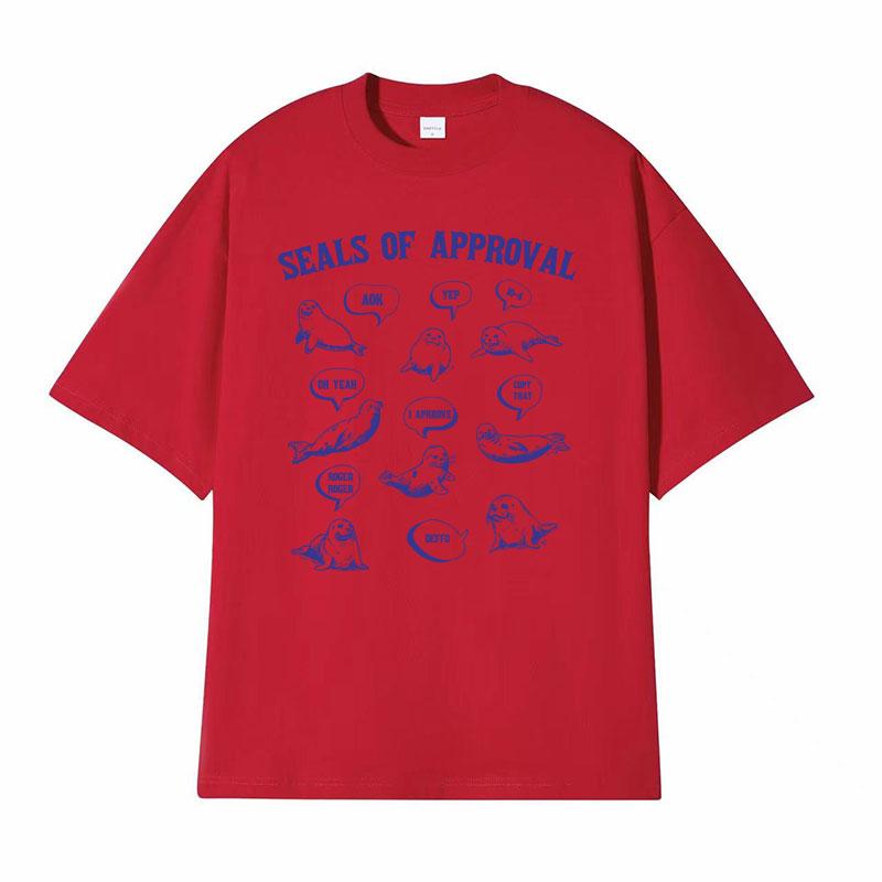 Seals of Approval Funny Meme Retro TShirt for Men Women Fashion Aesthetic 90s Tshirts Casual Cotton ONeck Short Sleeve Tshirt