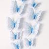 New 12Pcs Double Layer 3D Butterfly Wall Stickers Home Room Decor Butterflies for Wedding Decoration Magnet Fridge Decals