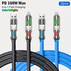 2 шт. Кабель для быстрой зарядки 4-в-1 100 Вт макс., многопортовая зарядка с цветной подсветкой, для iPhone 14/13/12/11Pro Max/XS/XR/8/7/6/iPad, для, Xiaomi, Oppo