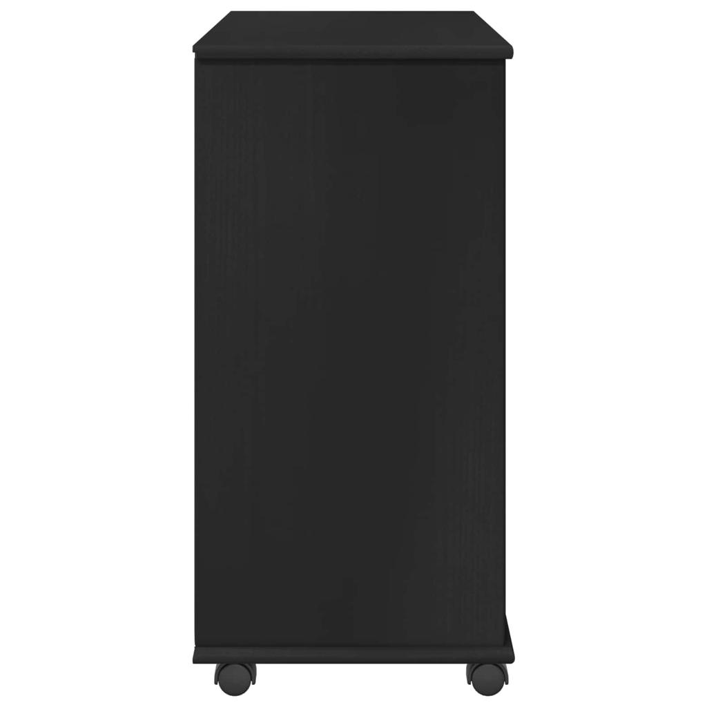 Mobile Cabinet with Wheels Black 63.5 x 39 x 79 cm Solid Pine Wood