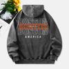 Boston America Washed Hoodies Women Letter Prints Cotton Sweatshirts Long Sleeves Pocket Oversized Hooded Clothes