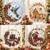 Decorative Hanging Ornaments for Home Christmas Diamond Art Ornament, 2D Acrylic Pearl Painting Clear Festive Decor Pattern Suncatcher, Holiday Window