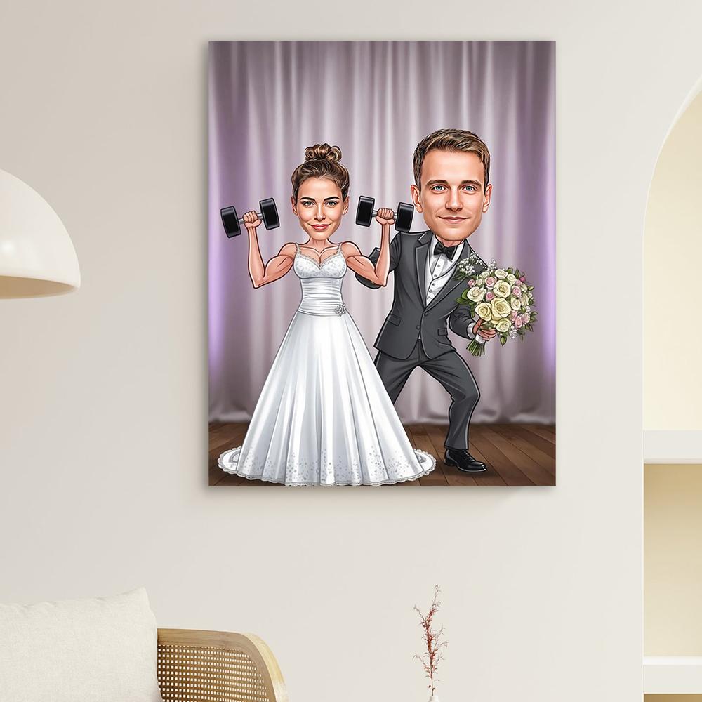 Wedding Caricature For Couple Poster Wedding Cartoon Prints Couple Wedding Caricature From Photo Prints Wedding Anniversary Gift