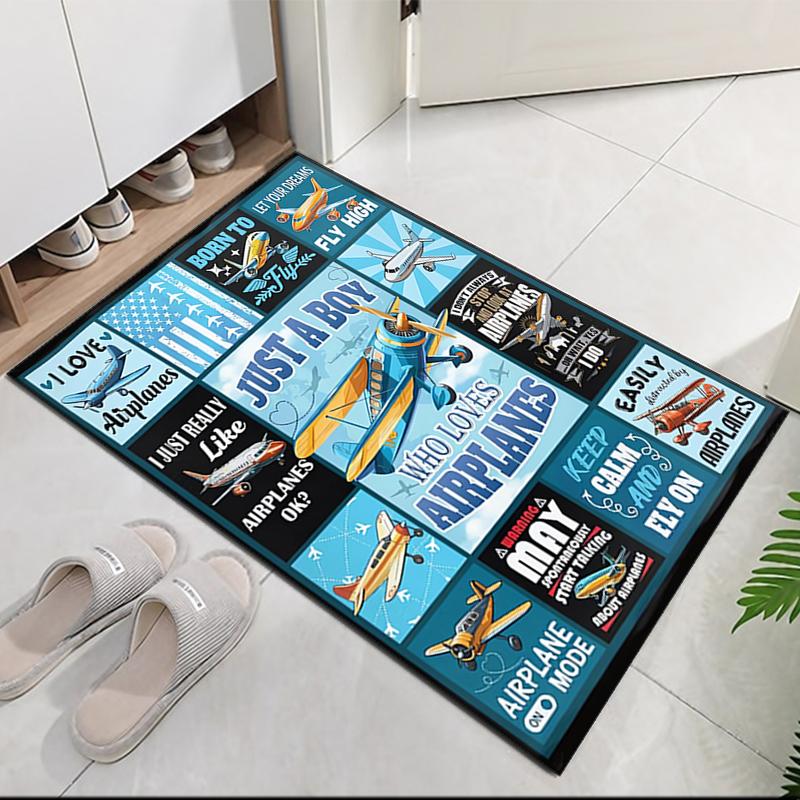 Airplane Printed Carpet, for Office Chair Living Room Bedroom Kitchen Room Decor Gifts.