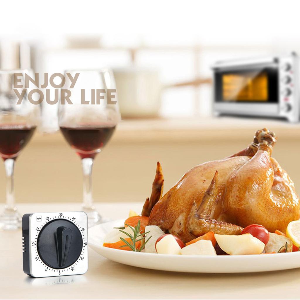 Кухонный таймер обратного отсчета, магнитный, 60 минут, механический таймер из нержавеющей стали для домашней выпечки, духовки